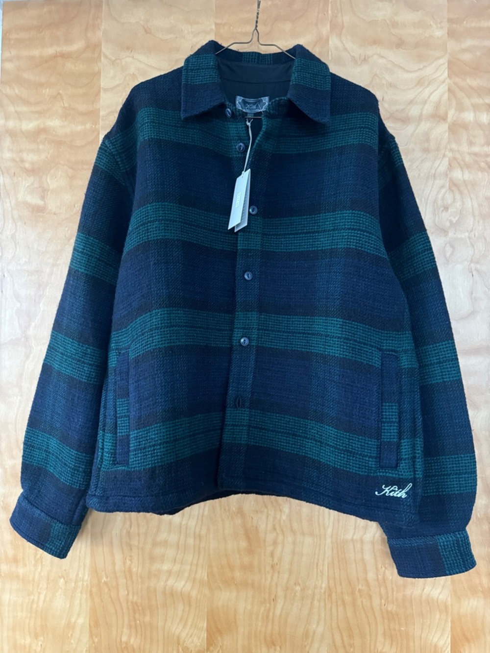 Kith Men's Navy & Forest Green Striped Shirt Jacket